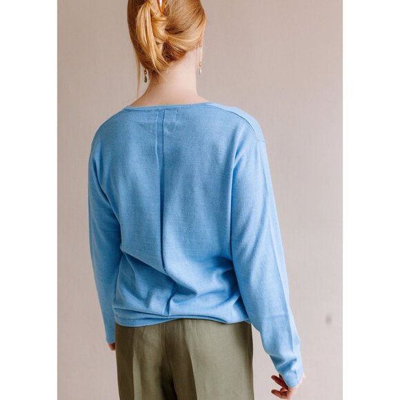 Colorush Size S V-Neck Lightweight Sweater Cotton Silk Cashmere Pebble Gray - Picture 8 of 9